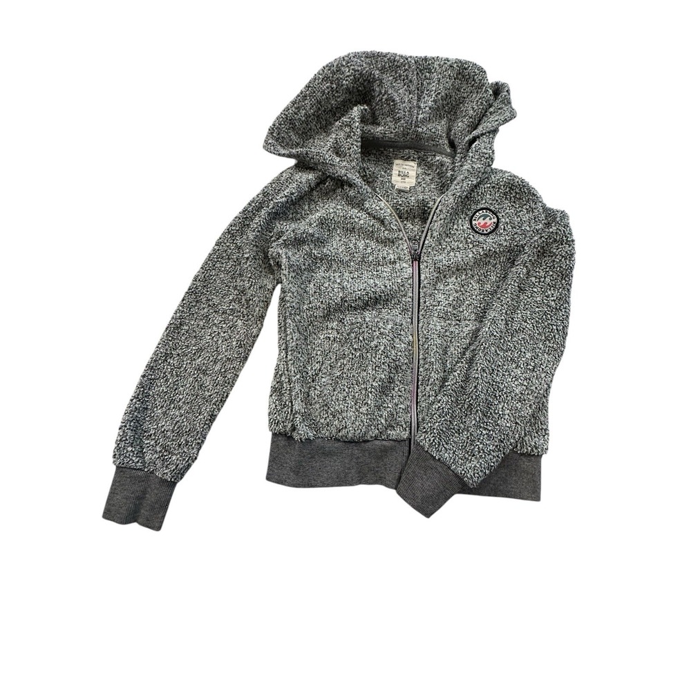 Billabong Jacket Hoodie Girls Size Medium Gray Full Zip Fleece Speckled EUC
